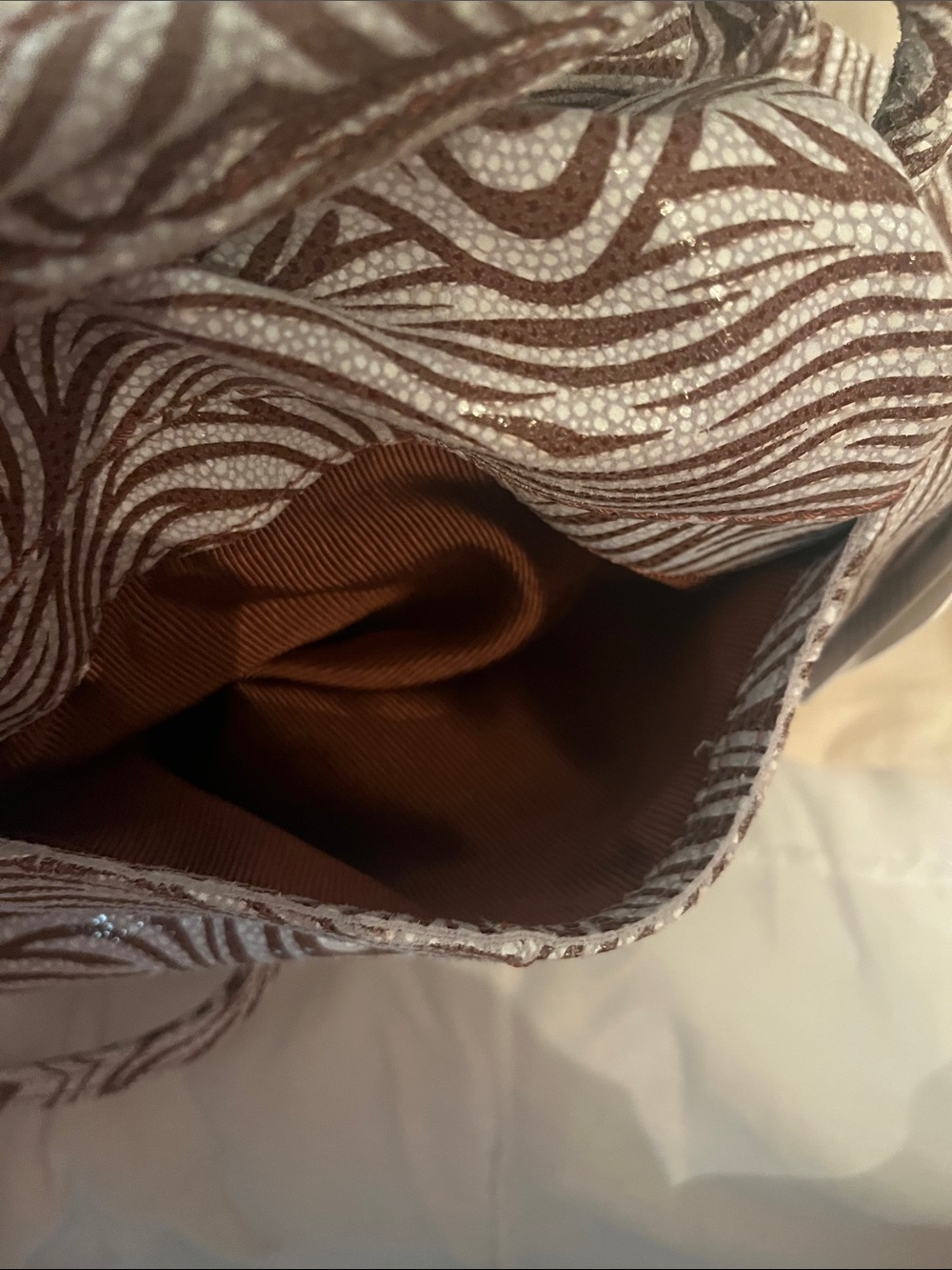 HOBO Brown and White Zebra-Print Hobo Tote - Picture 13 of 16